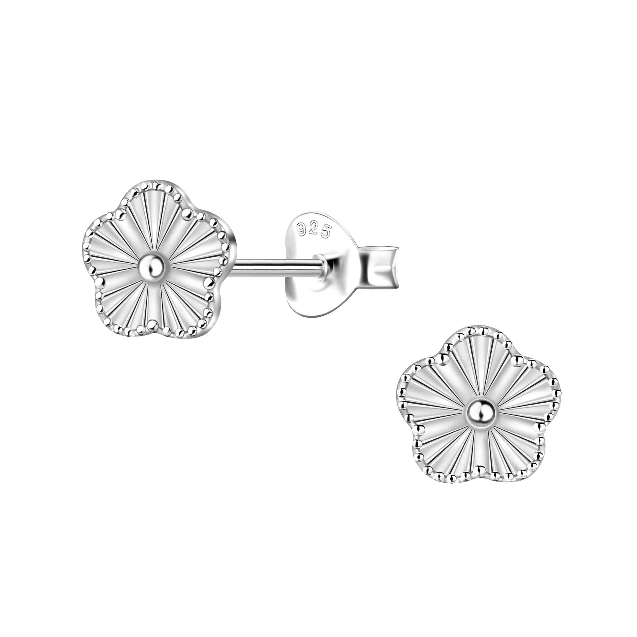 Sterling Silver Flower Ear Studs
