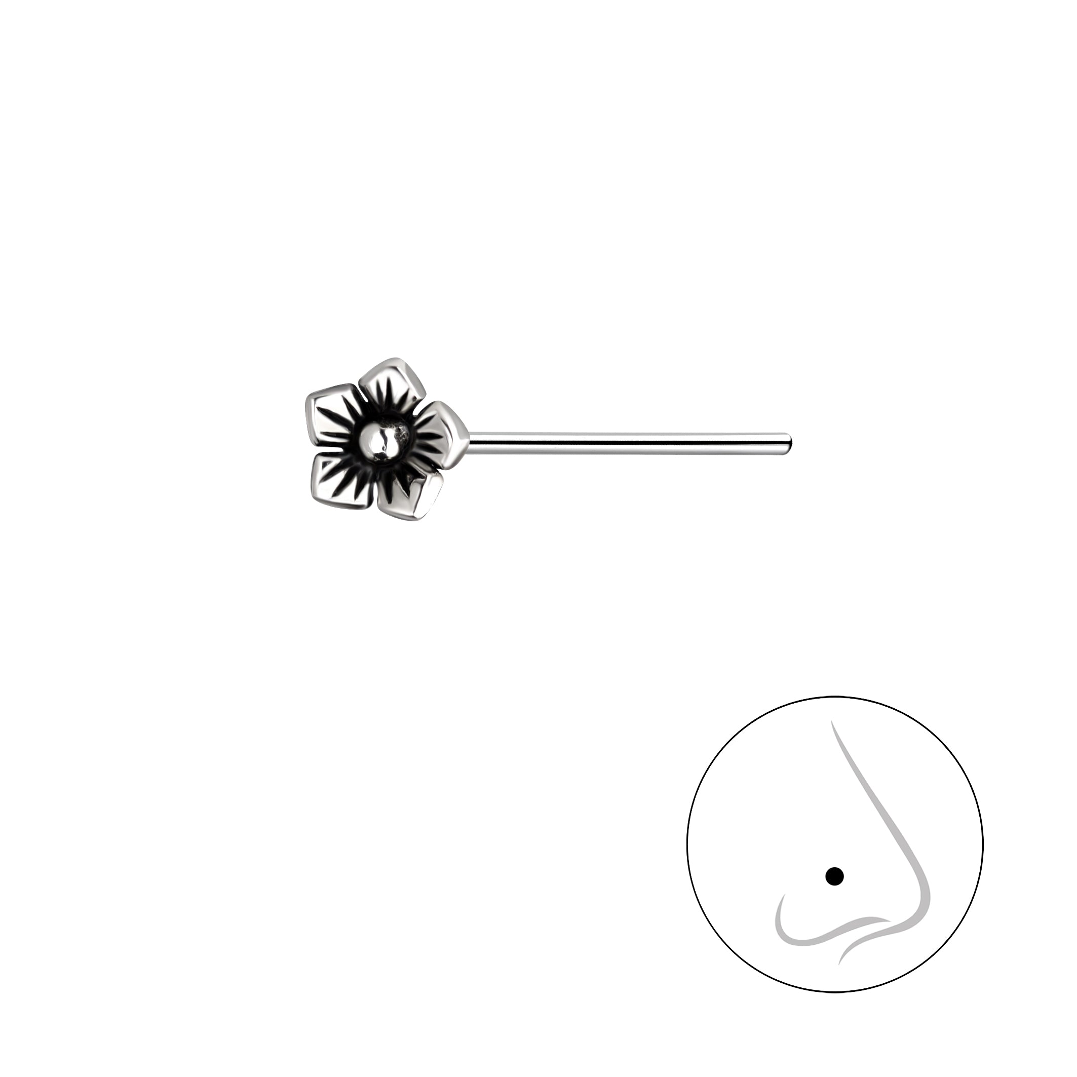 Sterling Silver Flower Nose Stud