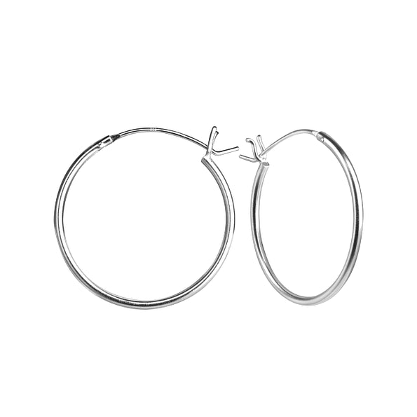 25mm Sterling Silver French Lock Ear Hoops