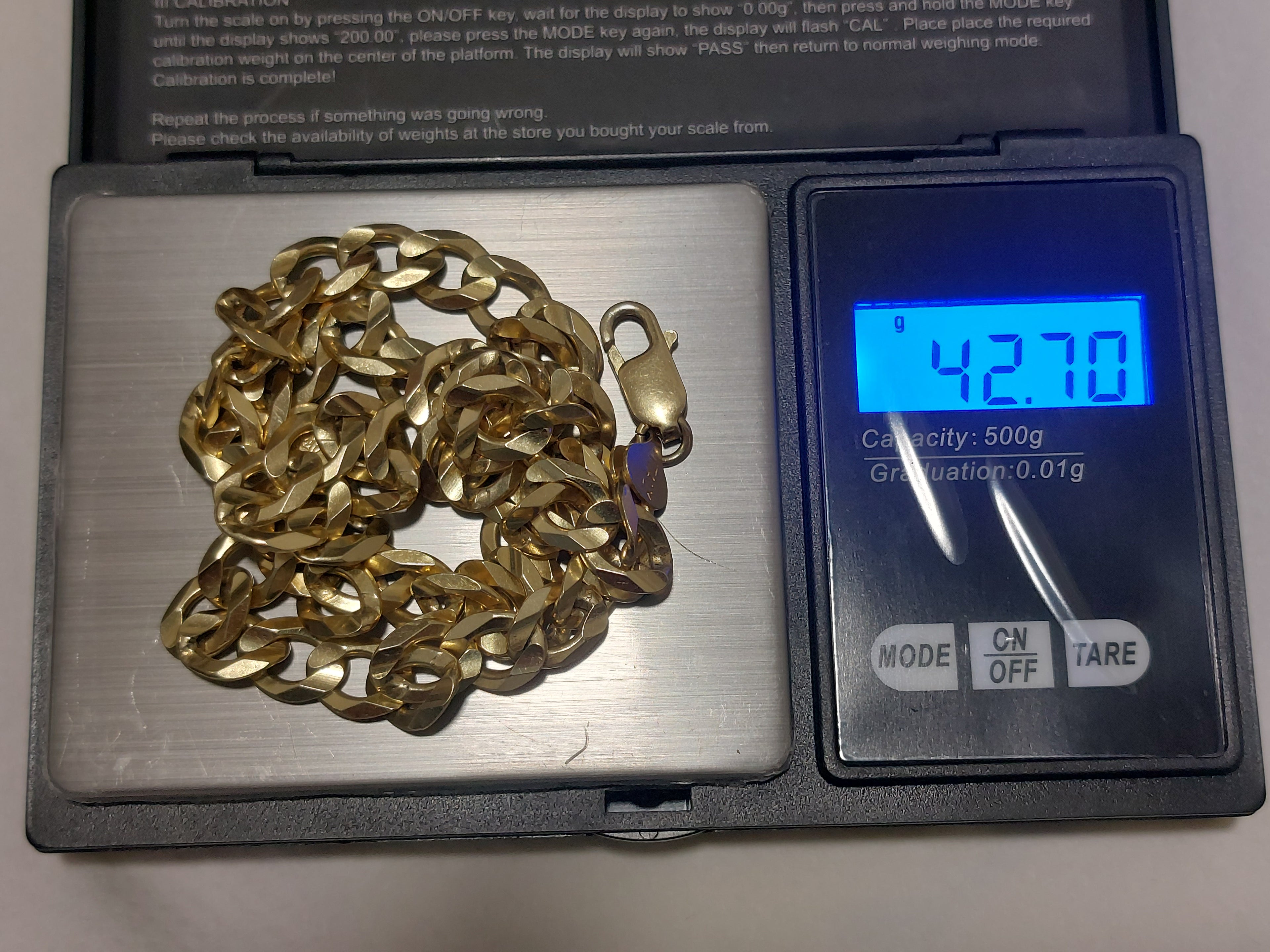 Sterling Silver 925 Gold Plated Curb Chain Necklace – 42.7 g